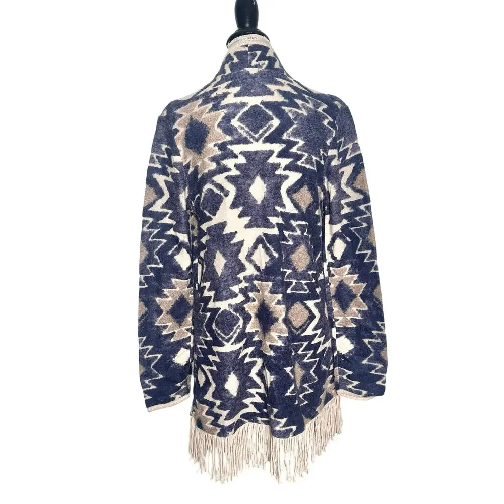 Lucky Brand | Women | Southwestern Aztec Fringe Open Drape Cardigan | Medium
